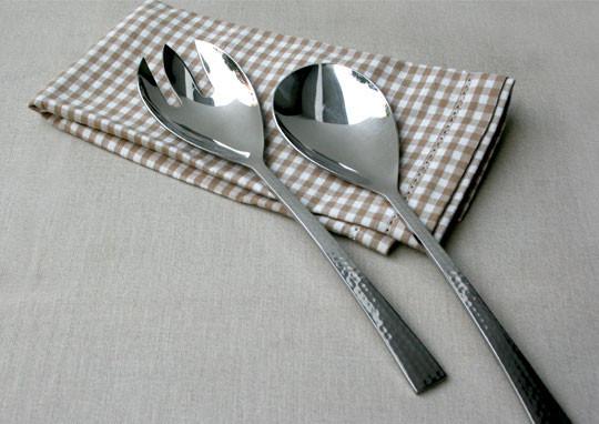 Beaten Steel Salad Servers - Studio Coppre